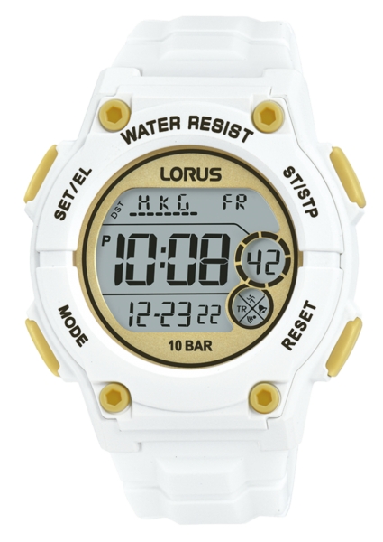 Hombre Sports Digital correa blanca 42mm