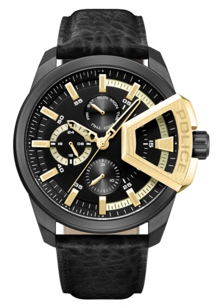 Underlined Black Dial Black Strap Multi