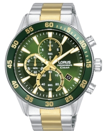 RELOJ Hombre Cronógrafo brazalete Esf verde