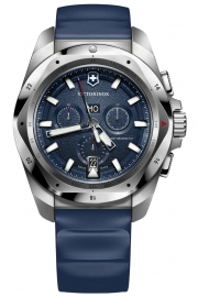 RELOJ INOX CHRONO BLUE DIAL, BLUE RUBBER