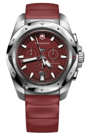 RELOJ INOX CHRONO RED DIAL, RED RUBBER