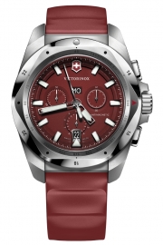 RELOJ INOX CHRONO RED DIAL, RED RUBBER