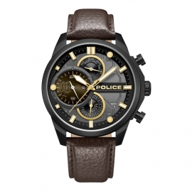 RELOJ Reactor Black Dial Brown Leather Multi