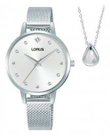 RELOJ Mujer Reloj y Collar Plateado