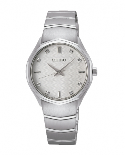Ladies Cuarzo 8 Diamantes esfera blanca