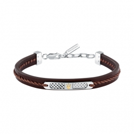 RELOJ LEATHER BR SS YG REC LEATHER BRN 19+3CM