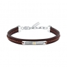 LEATHER BR SS YG REC LEATHER BRN 19+3CM
