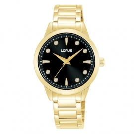RELOJ Mujer Classic Esfera Negra Braz. Oro