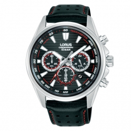 RELOJ Hombre Sport Crono Esf Negra-Roja Piel