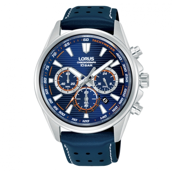 Hombre Sport Crono Esf Azul-Naranja Piel