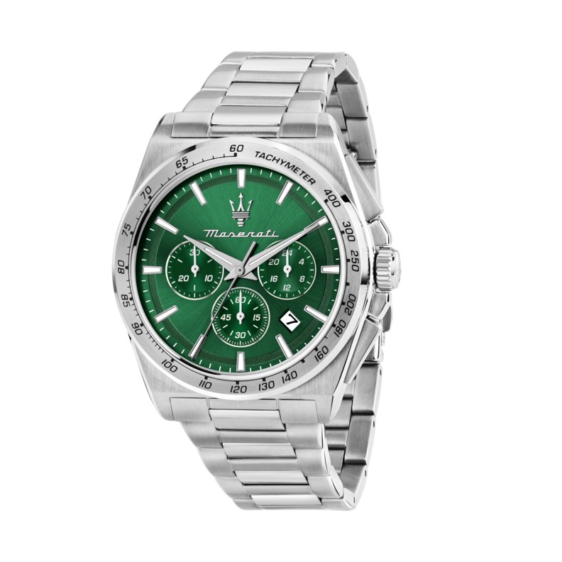 MASERATI VELOCIT? 43MM CHR GREEN DIAL SS BR R8873652013