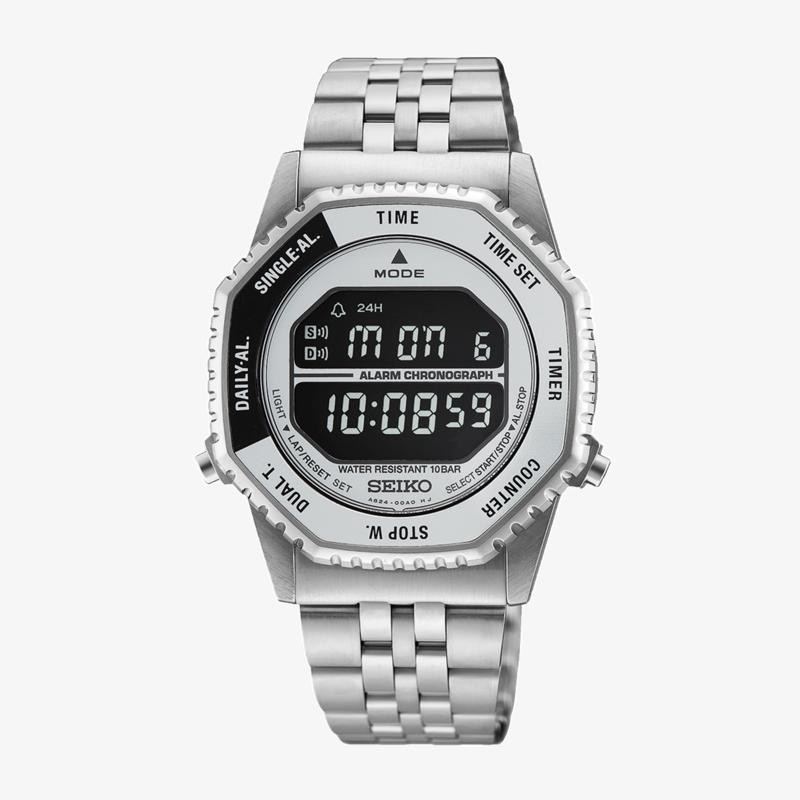 Seiko NEO SPORTS DIGITAL OCTOGONAL PLATEADO HFL002P1 - Vista frontal