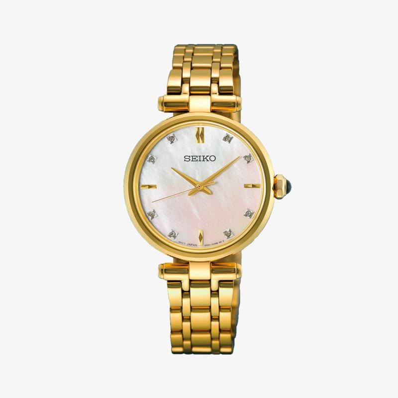Seiko LADIES 3 AGUJAS NáCAR-DIAMANTES DORADO HGH008P1 - Vista frontal