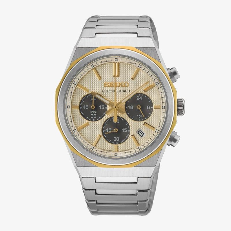 Seiko NEO CLASSIC CRONO BISEL BICOLOR DORADO HGK001P1 - Vista frontal