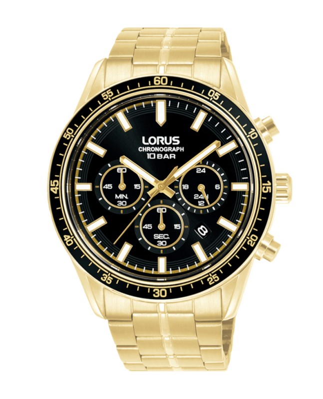 Lorus HOMBRE CRONO. BRAZALETE DORADO NEGRO RT350LX9 - Vista frontal