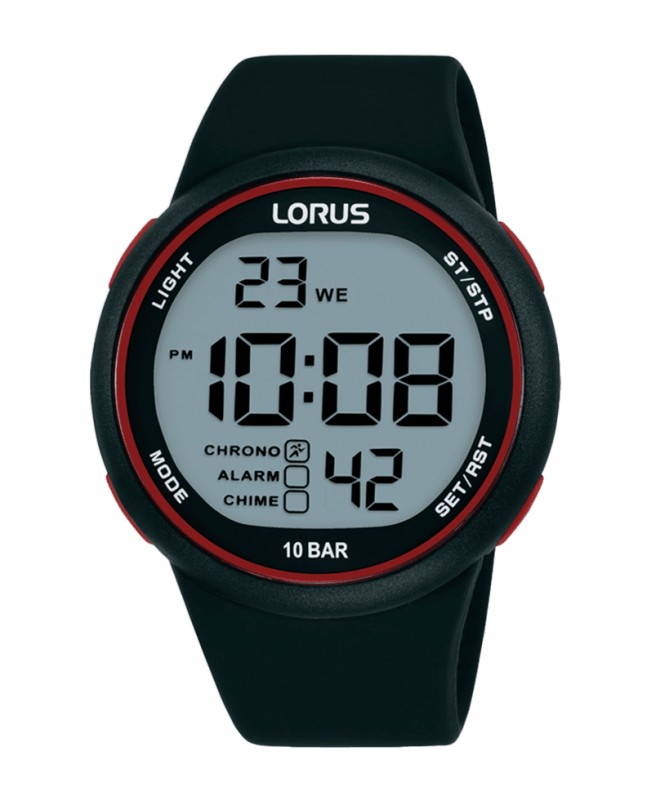 Lorus HOMBRE DIGITAL NEGRO-ROJO R2345QX9 - Vista frontal