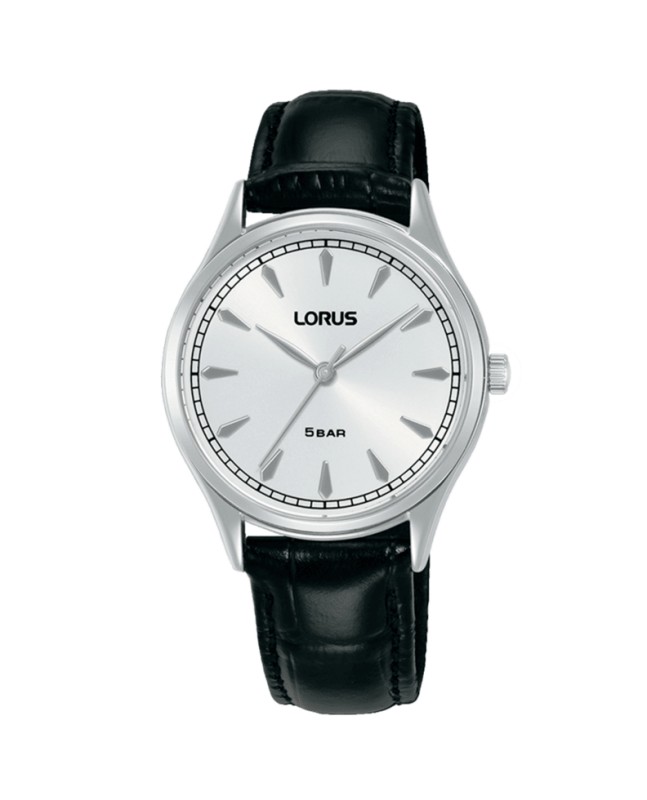 Lorus MUJER CLáSICO PLATEADO CORREA PIEL NEGRA RG297YX9 - Vista frontal