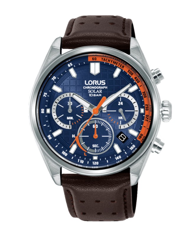 Lorus HOMBRE CRONO SOLAR AZUL-NARANJA PIEL RZ539AX9 - Vista frontal