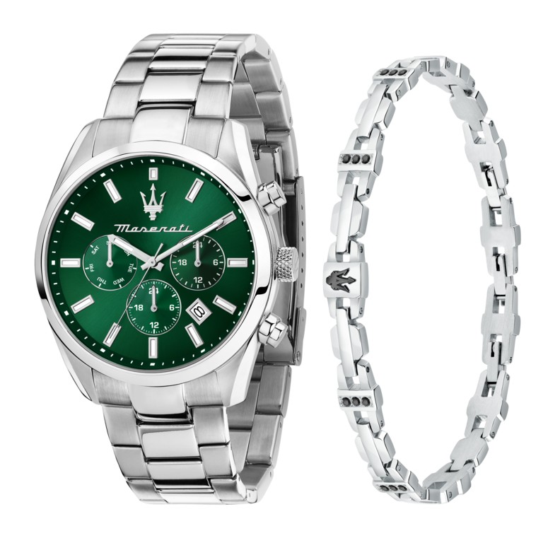 Maserati ATTRAZIONE 43MM MLT GREEN DIAL SS BR+JEW R8853151036 - Vista frontal