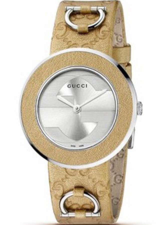  GUCCI WATCH  U-PLAY - Medium Gold Leather YA129405 - Vista frontal