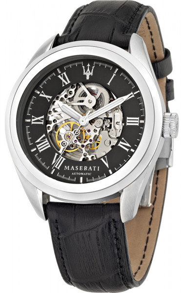 MASERATI TRAGUARDO 45MM AUTO SKEL.BLACK D/STR R8871612001