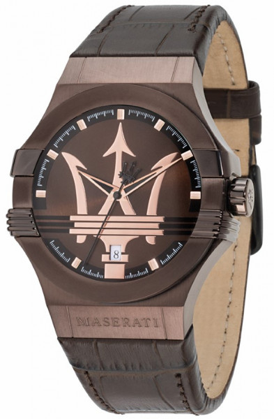 MASERATI POTENZA 42MM 3H BROWN DIAL BROWN STR R8851108011