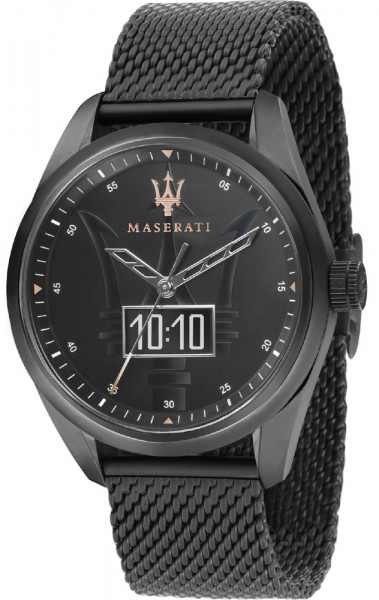 MASERATI TRAGUARDO SMART 45MM 3H BLK DIAL GUN BR R8853112001