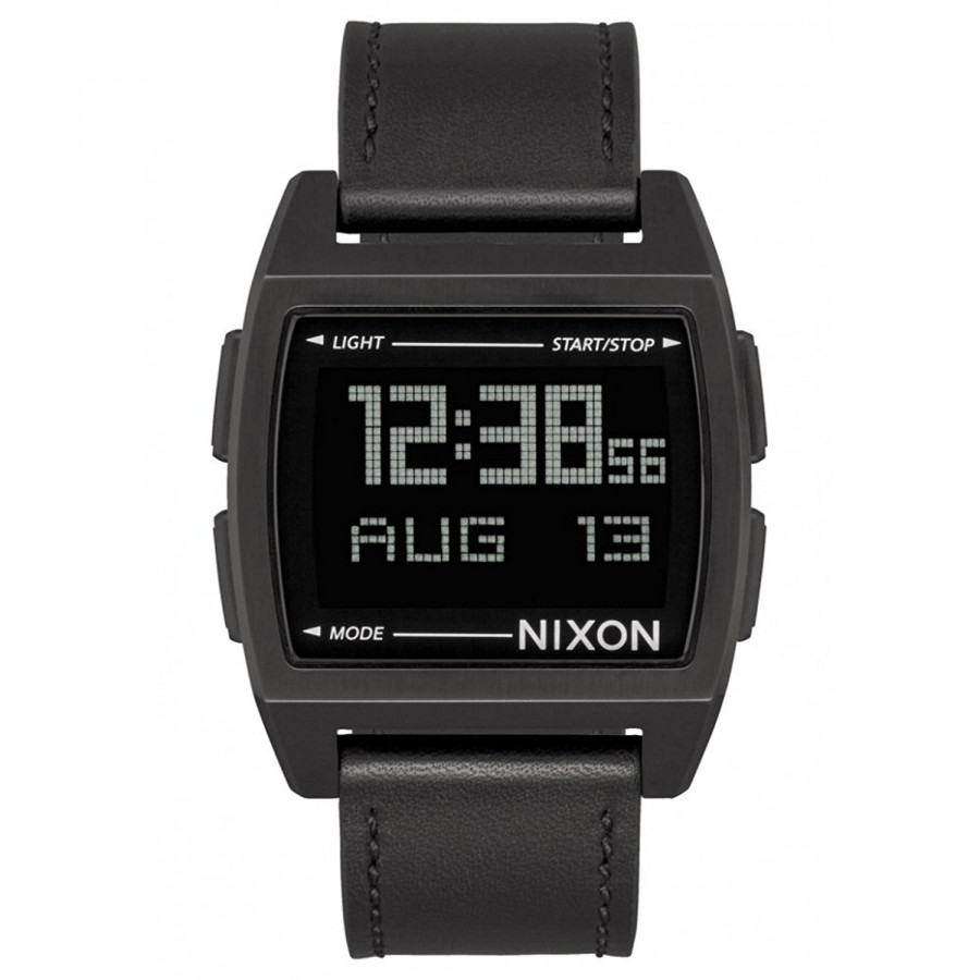 Nixon BASE LEATHER ALL BLACK A1181001 - Vista frontal