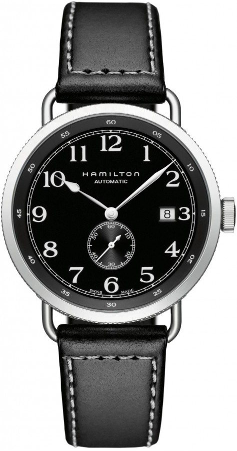  Hamilton khaki pioner 40mm auto nero in acciaio H78415733 - Vista frontal