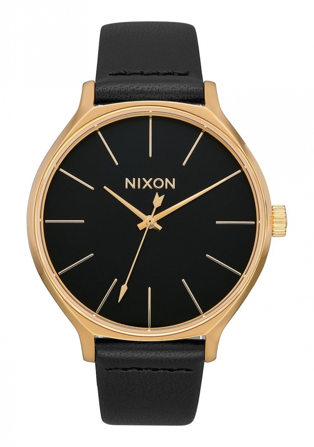 Nixon CLIQUE LEATHER GOLD / BLACK A1250513 - Vista frontal