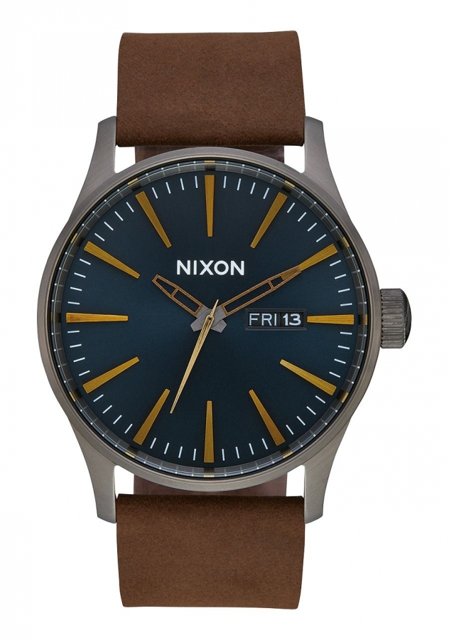 Nixon SENTRY LEATHER GUNMETAL INDIGO BROWN A1052984 - Vista frontal