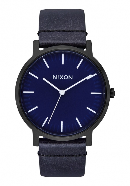 NIXON PORTER LEATHER / ALL BLACK / DARK BLUE A10582668