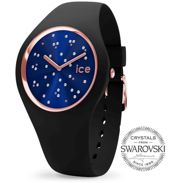 Ice-Watch - ICE loulou Gold Glitter - Zwart Dameshorloge met Siliconenband - 007238 (Medium