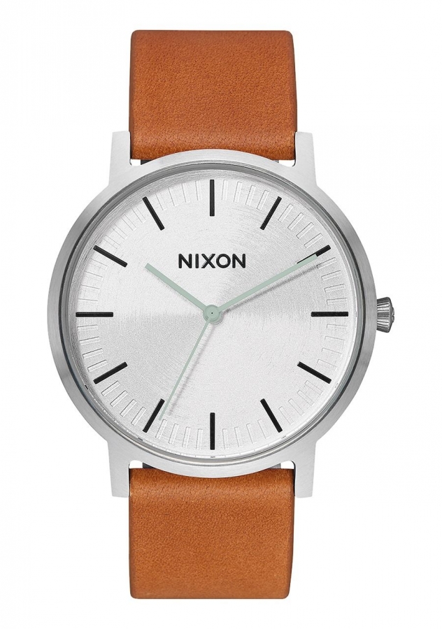 Nixon PORTER LEATHER SILVER / BROWN A10582853 - Vista frontal