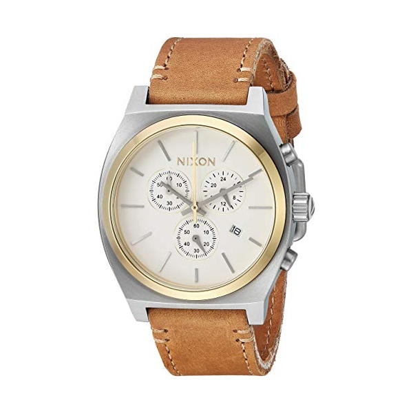 NIXON TIME TELLER CHRONO LEATHER GOLD / CREAM A11642548