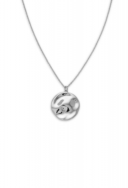 ROSEFIELD JEWELRY IGGY TEXTURED COIN NECKLACE SILVER JTXCS-J080