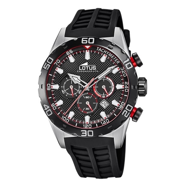 LOTUS MEN'S BLACK LOTUS COLOR RUBBER WATCH BRACELET 18677/E