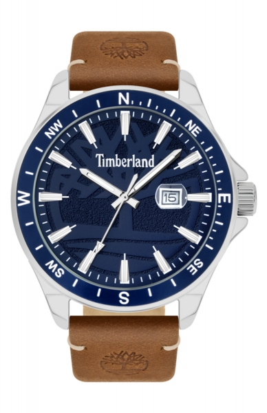 TIMBERLAND SWAMPSCOTT 46MM NAVY 3H DATE TAN LEATHER 15941JYTBL-03