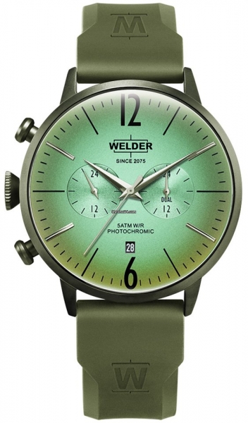 WELDER 45MM DUAL TIME GREEN SILICONE STRAP GREE WWRC519