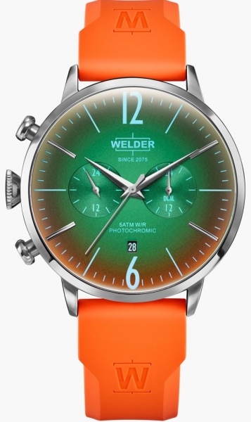 WELDER 45MM DUAL TIME ORANGE SILICONE STRAP GRE WWRC516