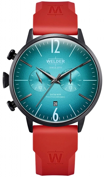 WELDER 45MM DUAL TIME RED SILICONE STRAP TURQUO WWRC521