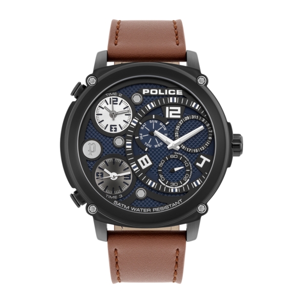 POLICE TITAN MULTI BLUE DIAL BROWN STRAP PL.15659JSB-03