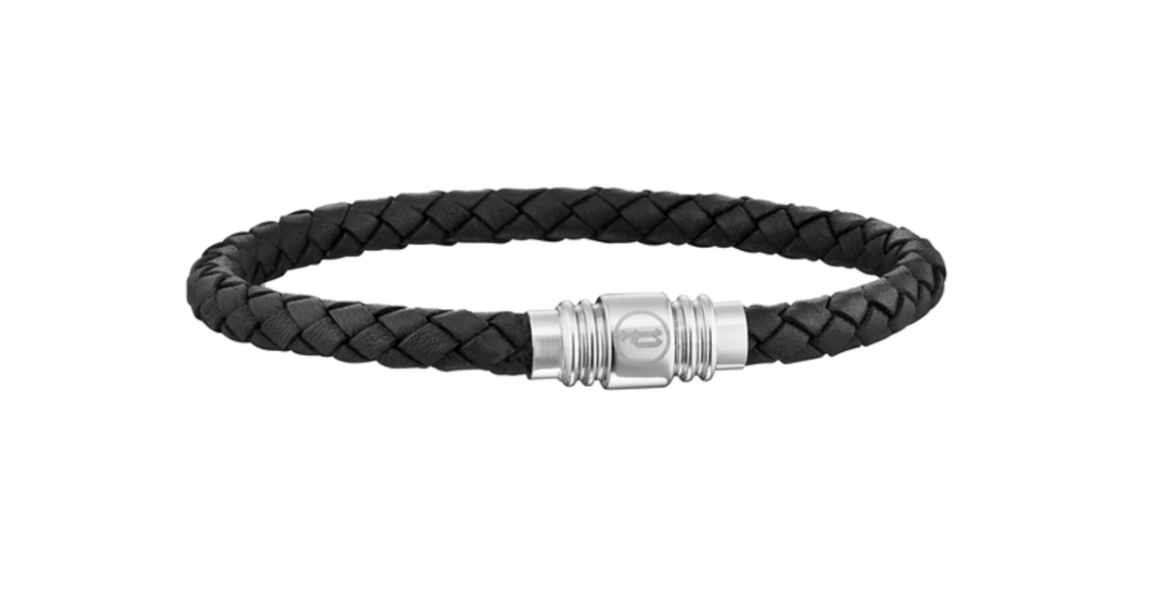 POLICE JEWELS STYLE BRACELET SS + BLACK LEATHER PJ.25890BLB-01-L