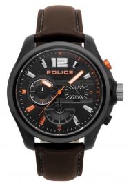 RELOJ POLICE DENVER CHR BLACK DIAL DARK BROWN STRAP R1471294002