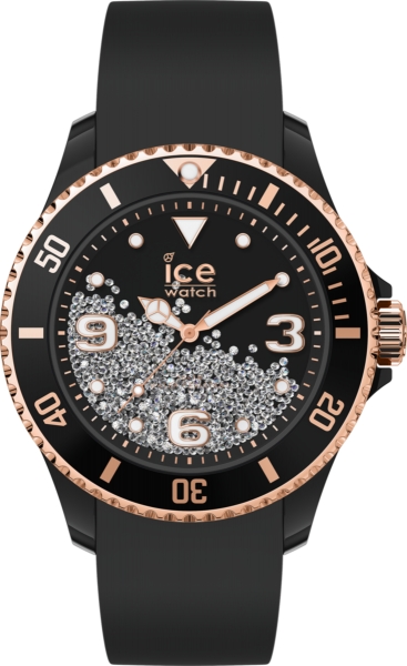 ICE WATCH CRYSTAL - BLACK ROSE-GOLD - SMOOTH - 3H IC017249