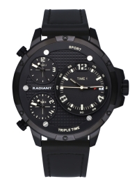 RELOJ RADIANT PAPY 54MM BLACK DIAL BLACK LEATHER STRAP RA551601