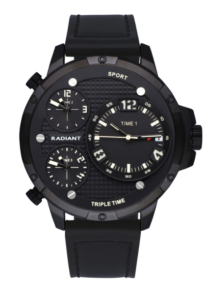 RADIANT PAPY 54MM BLACK DIAL BLACK LEATHER STRAP RA551601