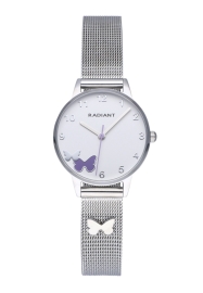 RELOJ RADIANT ICON 28MM WHITE BUTTERFLY DIAL SS MESH RA555601