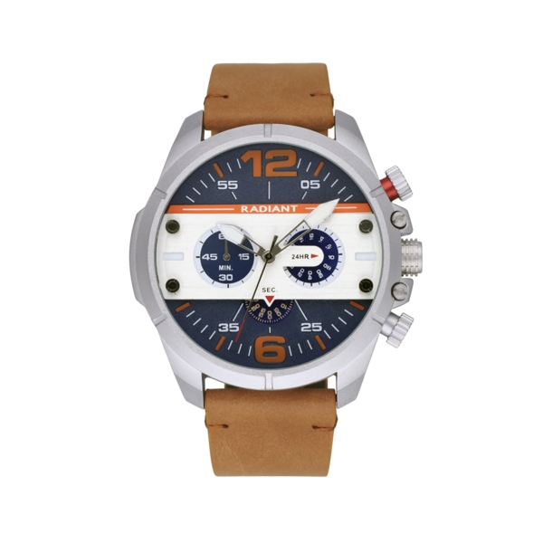 RADIANT SPEEDY 50MM BLUE DIAL BROWN LEATHER STR RA550702