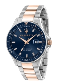 RELOJ MASERATI SFIDA 44MM 3H BLUE DIAL BR SS+RG R8853140003